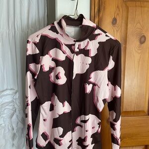 Stylish Pink and Brown Long Sleeve Top